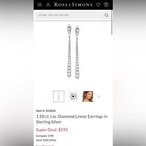 Ross Simons 1.5 Carat Drop Diamond Earrings—Sterling Silver